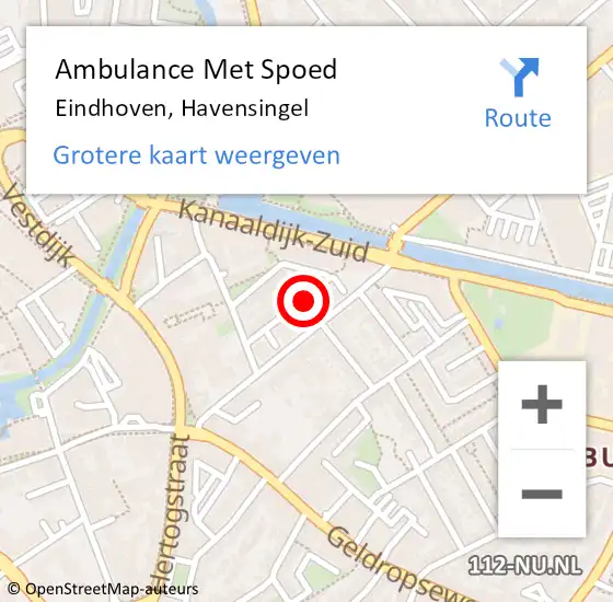 Locatie op kaart van de 112 melding: Ambulance Met Spoed Naar Eindhoven, Havensingel op 27 juli 2019 06:59