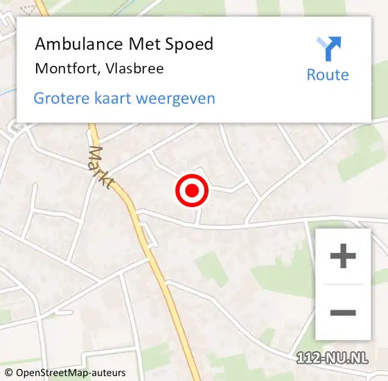 Locatie op kaart van de 112 melding: Ambulance Met Spoed Naar Montfort, Vlasbree op 27 juli 2019 08:53