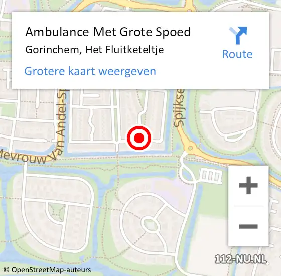 Locatie op kaart van de 112 melding: Ambulance Met Grote Spoed Naar Gorinchem, Het Fluitketeltje op 27 juli 2019 09:03