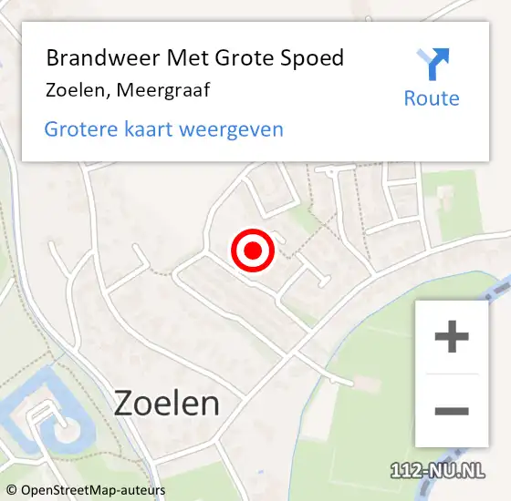 Locatie op kaart van de 112 melding: Brandweer Met Grote Spoed Naar Zoelen, Meergraaf op 27 juli 2019 09:52