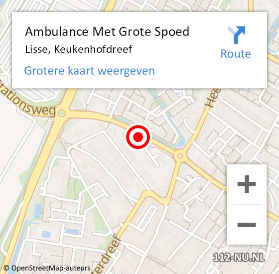 Locatie op kaart van de 112 melding: Ambulance Met Grote Spoed Naar Lisse, Keukenhofdreef op 27 juli 2019 11:22