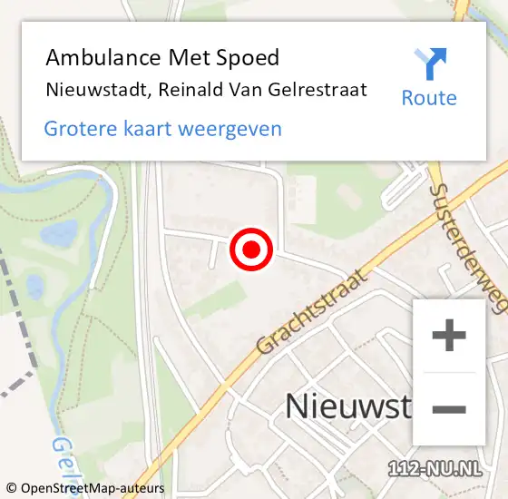 Locatie op kaart van de 112 melding: Ambulance Met Spoed Naar Nieuwstadt, Reinald Van Gelrestraat op 27 juli 2019 11:27