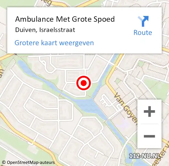 Locatie op kaart van de 112 melding: Ambulance Met Grote Spoed Naar Duiven, Israelsstraat op 27 juli 2019 11:53