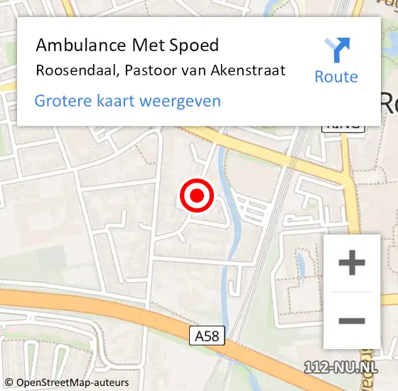Locatie op kaart van de 112 melding: Ambulance Met Spoed Naar Roosendaal, Pastoor van Akenstraat op 27 juli 2019 12:16