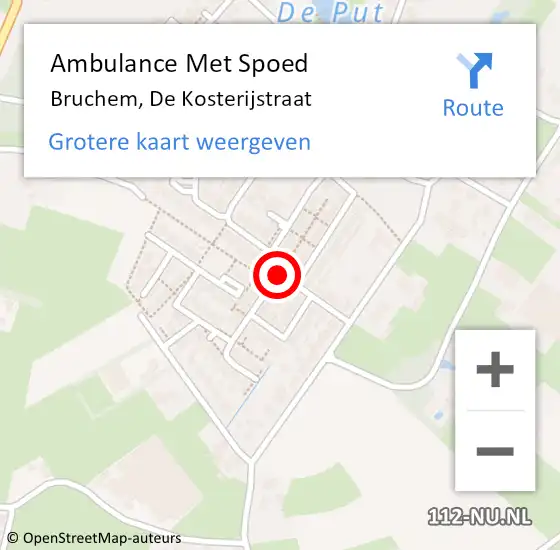 Locatie op kaart van de 112 melding: Ambulance Met Spoed Naar Bruchem, De Kosterijstraat op 27 juli 2019 12:45