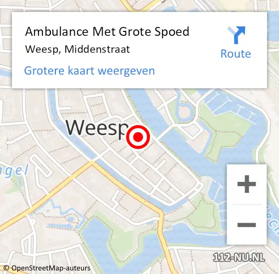 Locatie op kaart van de 112 melding: Ambulance Met Grote Spoed Naar Weesp, Middenstraat op 27 juli 2019 12:50