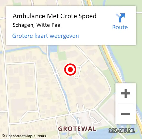 Locatie op kaart van de 112 melding: Ambulance Met Grote Spoed Naar Schagen, Witte Paal op 27 juli 2019 13:03
