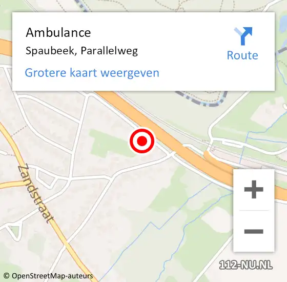 Locatie op kaart van de 112 melding: Ambulance Spaubeek, Parallelweg op 8 april 2014 21:29