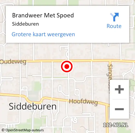 Locatie op kaart van de 112 melding: Brandweer Met Spoed Naar Siddeburen op 27 juli 2019 13:34