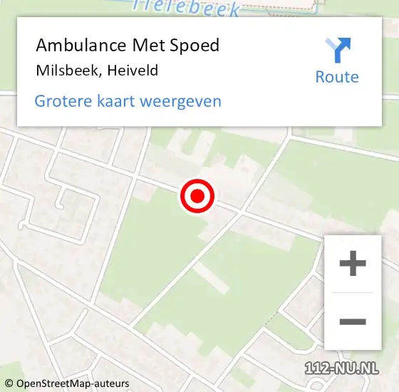 Locatie op kaart van de 112 melding: Ambulance Met Spoed Naar Milsbeek, Heiveld op 27 juli 2019 13:54
