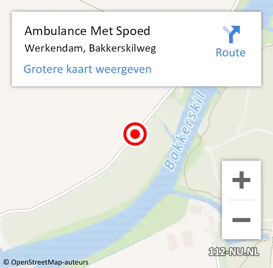 Locatie op kaart van de 112 melding: Ambulance Met Spoed Naar Werkendam, Bakkerskilweg op 27 juli 2019 14:11