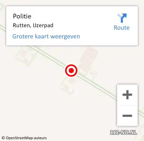 Locatie op kaart van de 112 melding: Politie Rutten, IJzerpad op 27 juli 2019 14:19