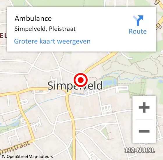 Locatie op kaart van de 112 melding: Ambulance Simpelveld, Pleistraat op 8 april 2014 21:48