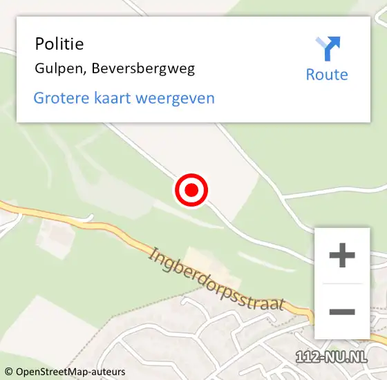 Locatie op kaart van de 112 melding: Politie Gulpen, Beversbergweg op 27 juli 2019 14:36