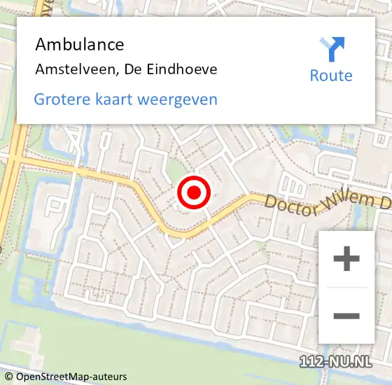 Locatie op kaart van de 112 melding: Ambulance Amstelveen, De Eindhoeve op 27 juli 2019 14:39