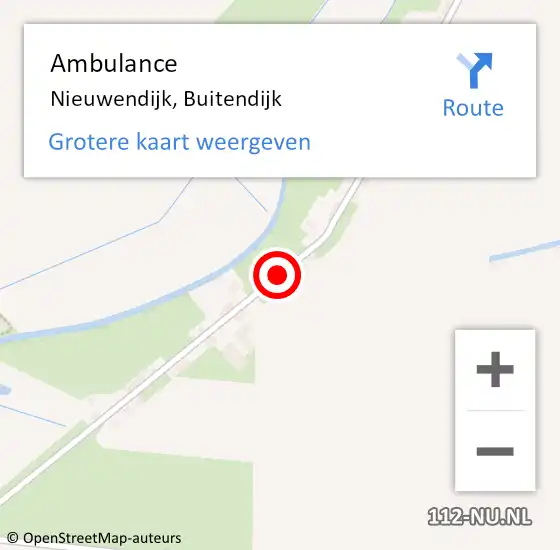 Locatie op kaart van de 112 melding: Ambulance Nieuwendijk, Buitendijk op 27 juli 2019 14:42