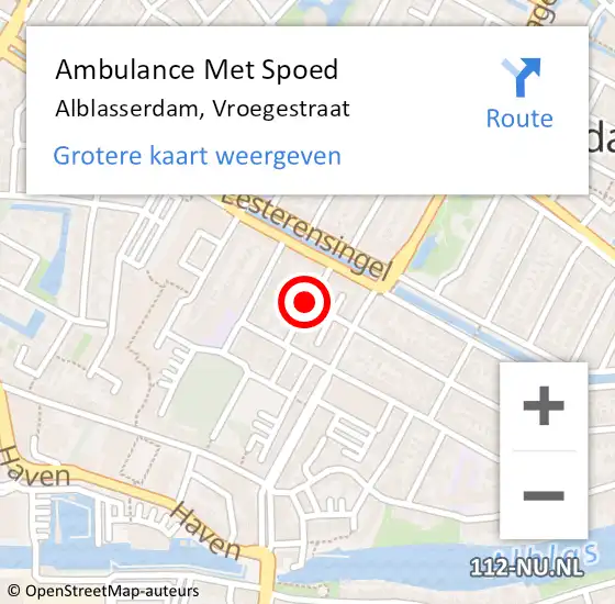 Locatie op kaart van de 112 melding: Ambulance Met Spoed Naar Alblasserdam, Vroegestraat op 27 juli 2019 14:43