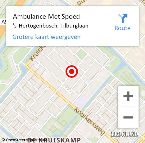Locatie op kaart van de 112 melding: Ambulance Met Spoed Naar 's-Hertogenbosch, Tilburglaan op 27 juli 2019 14:54