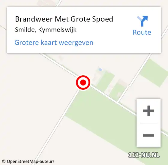 Locatie op kaart van de 112 melding: Brandweer Met Grote Spoed Naar Smilde, Kymmelswijk op 27 juli 2019 15:06