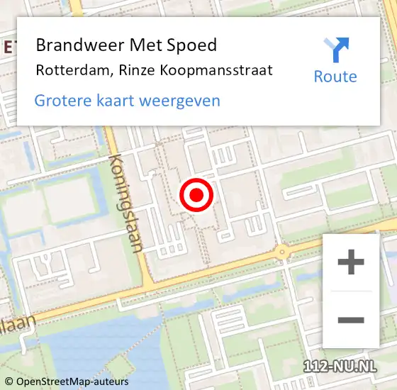 Locatie op kaart van de 112 melding: Brandweer Met Spoed Naar Rotterdam, Rinze Koopmansstraat op 27 juli 2019 15:09