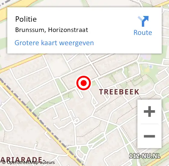 Locatie op kaart van de 112 melding: Politie Brunssum, Horizonstraat op 27 juli 2019 15:27