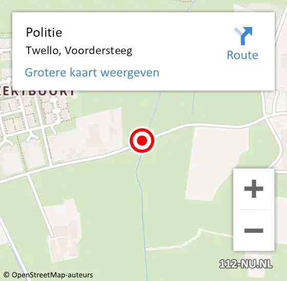 Locatie op kaart van de 112 melding: Politie Twello, Voordersteeg op 27 juli 2019 16:01