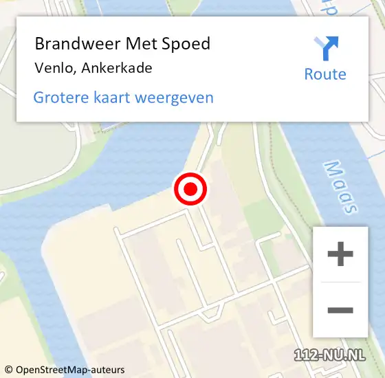 Locatie op kaart van de 112 melding: Brandweer Met Spoed Naar Venlo, Ankerkade op 27 juli 2019 16:25