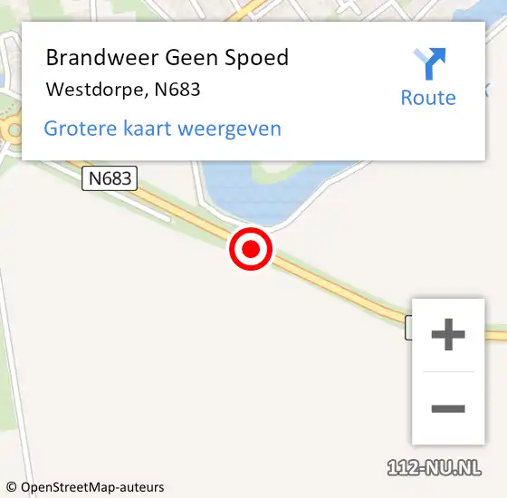 Locatie op kaart van de 112 melding: Brandweer Geen Spoed Naar Westdorpe, N683 op 27 juli 2019 16:31