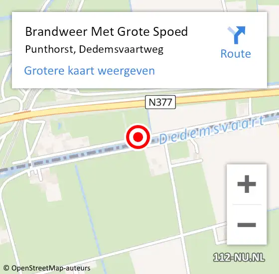 Locatie op kaart van de 112 melding: Brandweer Met Grote Spoed Naar Punthorst, Dedemsvaartweg op 27 juli 2019 18:06