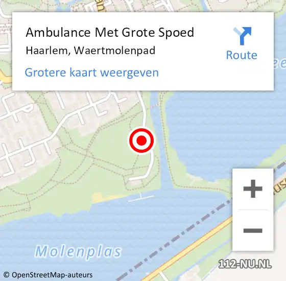 Locatie op kaart van de 112 melding: Ambulance Met Grote Spoed Naar Haarlem, Waertmolenpad op 27 juli 2019 19:07