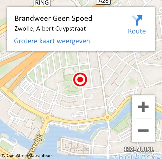 Locatie op kaart van de 112 melding: Brandweer Geen Spoed Naar Zwolle, Albert Cuypstraat op 27 juli 2019 19:12