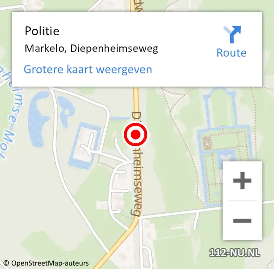 Locatie op kaart van de 112 melding: Politie Markelo, Diepenheimseweg op 27 juli 2019 19:51