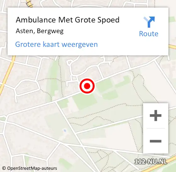 Locatie op kaart van de 112 melding: Ambulance Met Grote Spoed Naar Asten, Bergweg op 27 juli 2019 20:35