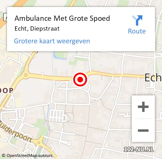 Locatie op kaart van de 112 melding: Ambulance Met Grote Spoed Naar Echt, Diepstraat op 27 juli 2019 20:37