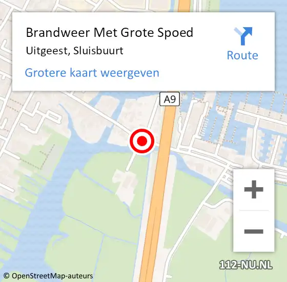 Locatie op kaart van de 112 melding: Brandweer Met Grote Spoed Naar Uitgeest, Sluisbuurt op 27 juli 2019 21:03