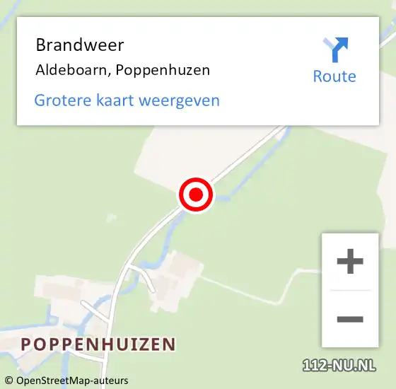 Locatie op kaart van de 112 melding: Brandweer Aldeboarn, Poppenhuzen op 27 juli 2019 21:10