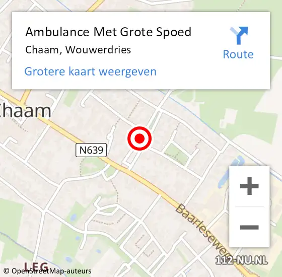 Locatie op kaart van de 112 melding: Ambulance Met Grote Spoed Naar Chaam, Wouwerdries op 27 juli 2019 21:35