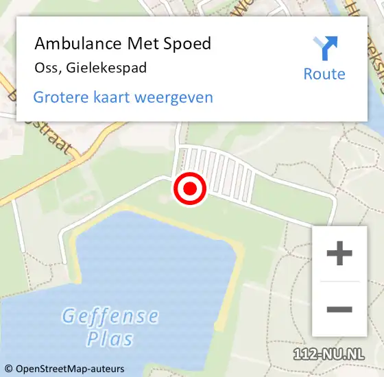 Locatie op kaart van de 112 melding: Ambulance Met Spoed Naar Oss, Gielekespad op 27 juli 2019 21:47