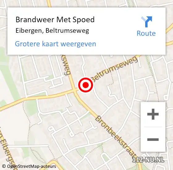 Locatie op kaart van de 112 melding: Brandweer Met Spoed Naar Eibergen, Beltrumseweg op 27 juli 2019 21:50