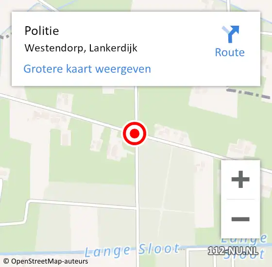 Locatie op kaart van de 112 melding: Politie Westendorp, Lankerdijk op 27 juli 2019 22:20