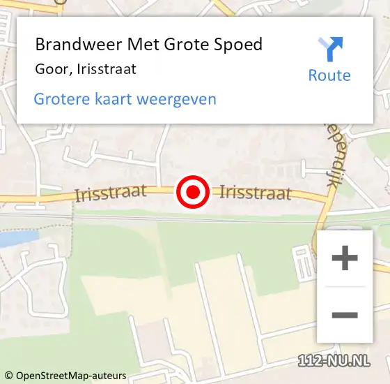 Locatie op kaart van de 112 melding: Brandweer Met Grote Spoed Naar Goor, Irisstraat op 27 juli 2019 23:14