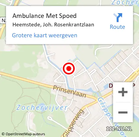 Locatie op kaart van de 112 melding: Ambulance Met Spoed Naar Heemstede, Joh. Rosenkrantzlaan op 27 juli 2019 23:24