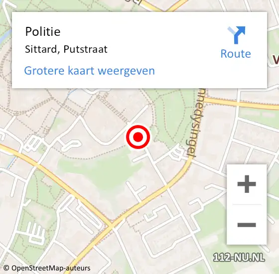 Locatie op kaart van de 112 melding: Politie Sittard, Putstraat op 27 juli 2019 23:36
