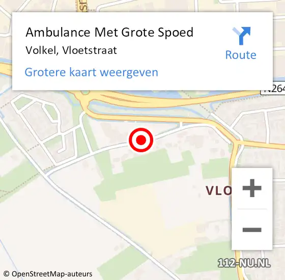 Locatie op kaart van de 112 melding: Ambulance Met Grote Spoed Naar Volkel, Vloetstraat op 27 juli 2019 23:50