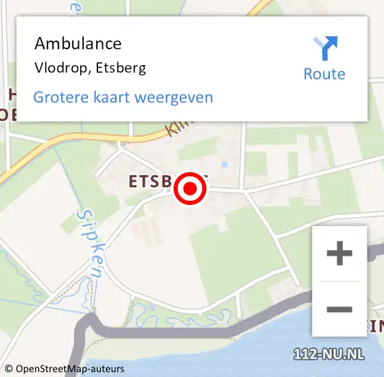 Locatie op kaart van de 112 melding: Ambulance Vlodrop, Etsberg op 27 juli 2019 23:51