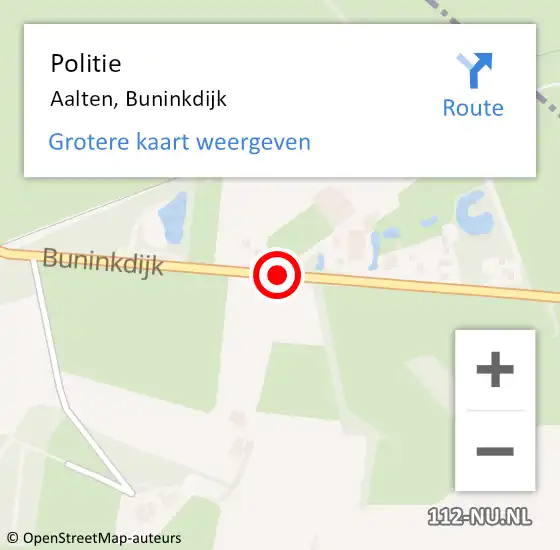 Locatie op kaart van de 112 melding: Politie Aalten, Buninkdijk op 28 juli 2019 00:00