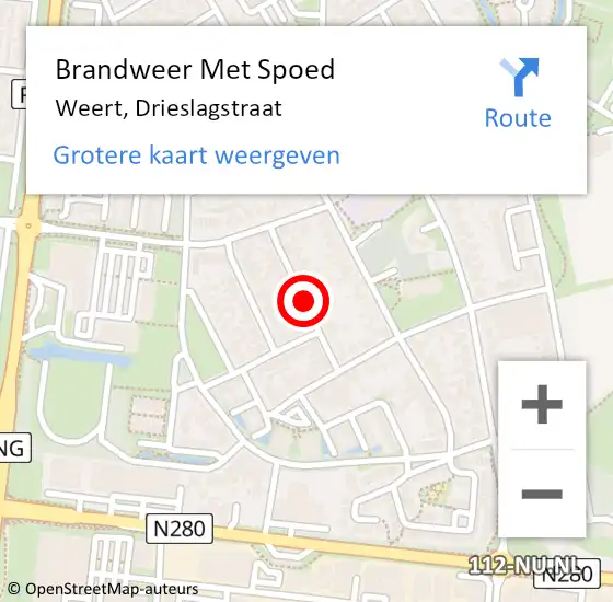 Locatie op kaart van de 112 melding: Brandweer Met Spoed Naar Weert, Drieslagstraat op 28 juli 2019 00:03