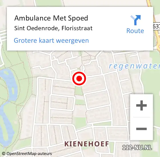 Locatie op kaart van de 112 melding: Ambulance Met Spoed Naar Sint Oedenrode, Florisstraat op 28 juli 2019 01:22