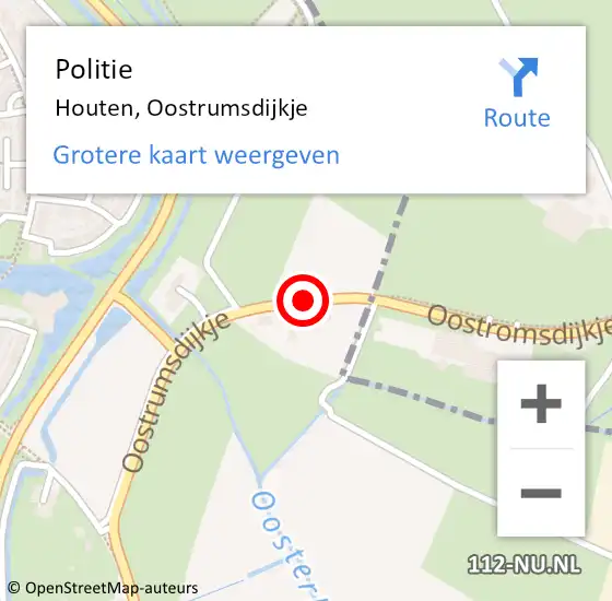 Locatie op kaart van de 112 melding: Politie Houten, Oostrumsdijkje op 28 juli 2019 01:35