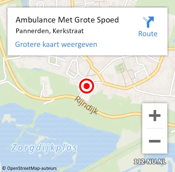 Locatie op kaart van de 112 melding: Ambulance Met Grote Spoed Naar Pannerden, Kerkstraat op 28 juli 2019 02:12